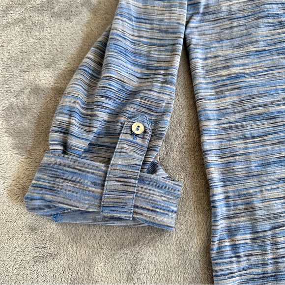 J. Jill Women’s Thin Blue Striped Transformer Long Sleeve Cotton Cardigan - Picture 3 of 3